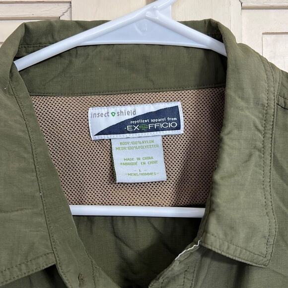 ExOfficio mens size large army green ventilated button down shirt - Picture 2 of 2